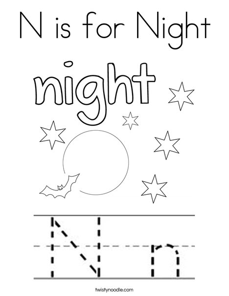 468x605 N Is For Night Coloring Page