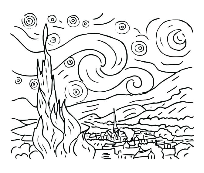 672x570 Self Portrait Coloring Page Van Coloring Pages Van Starry Night