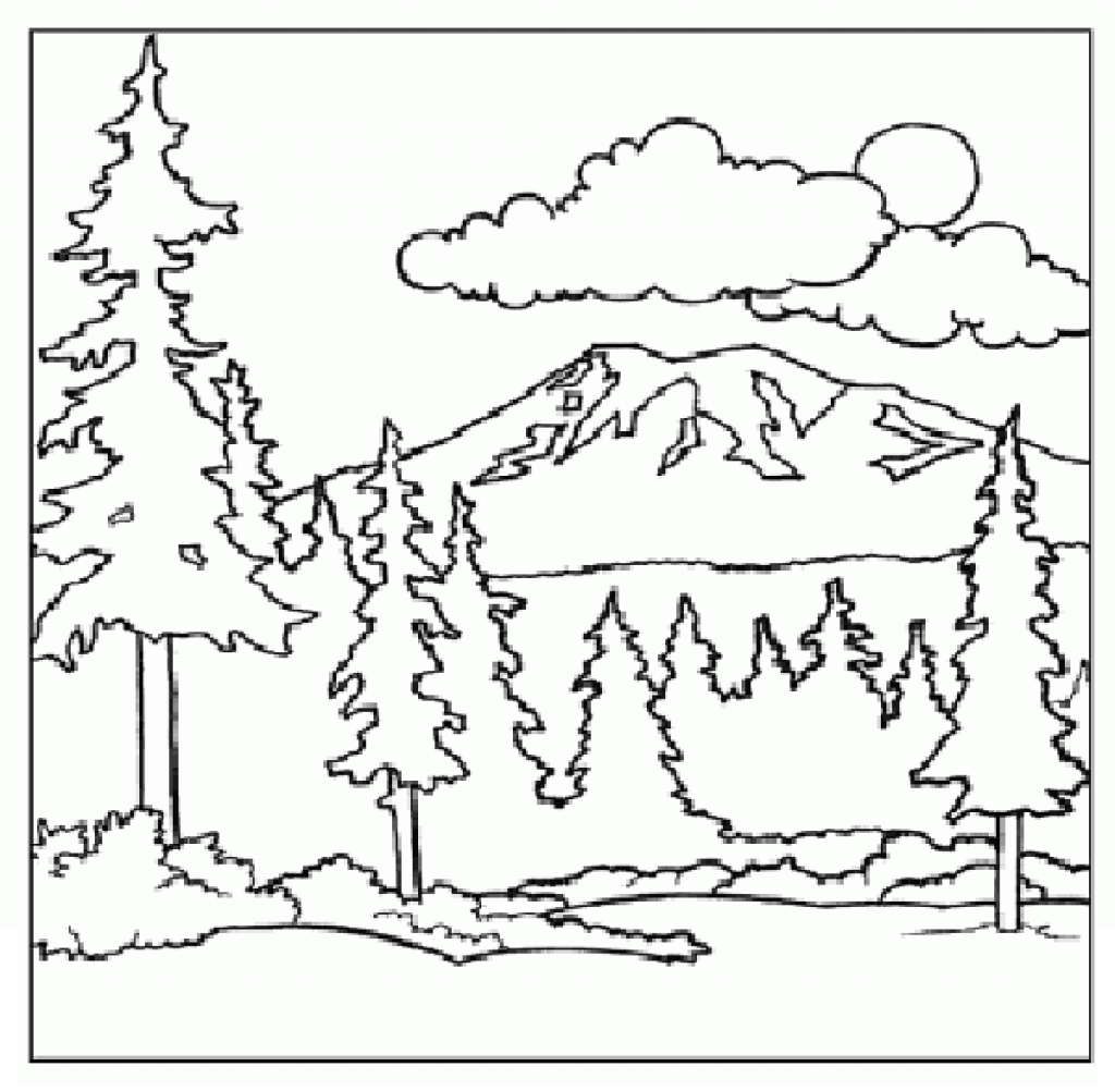 1024x1002 Mountains Coloring Page