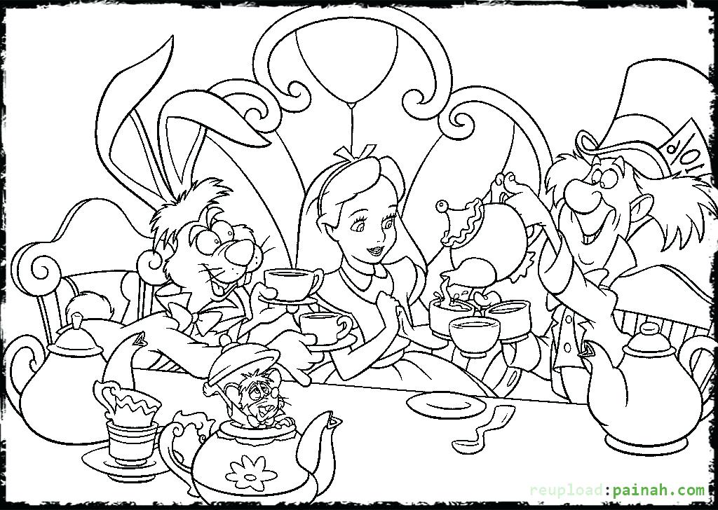 1024x728 Alice Wonderland Coloring Pages In Wonderland Coloring Pages Party