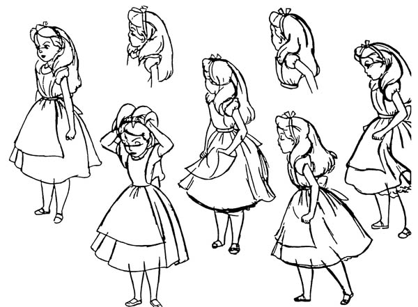 600x441 Alice In Wonderland Character Coloring Page