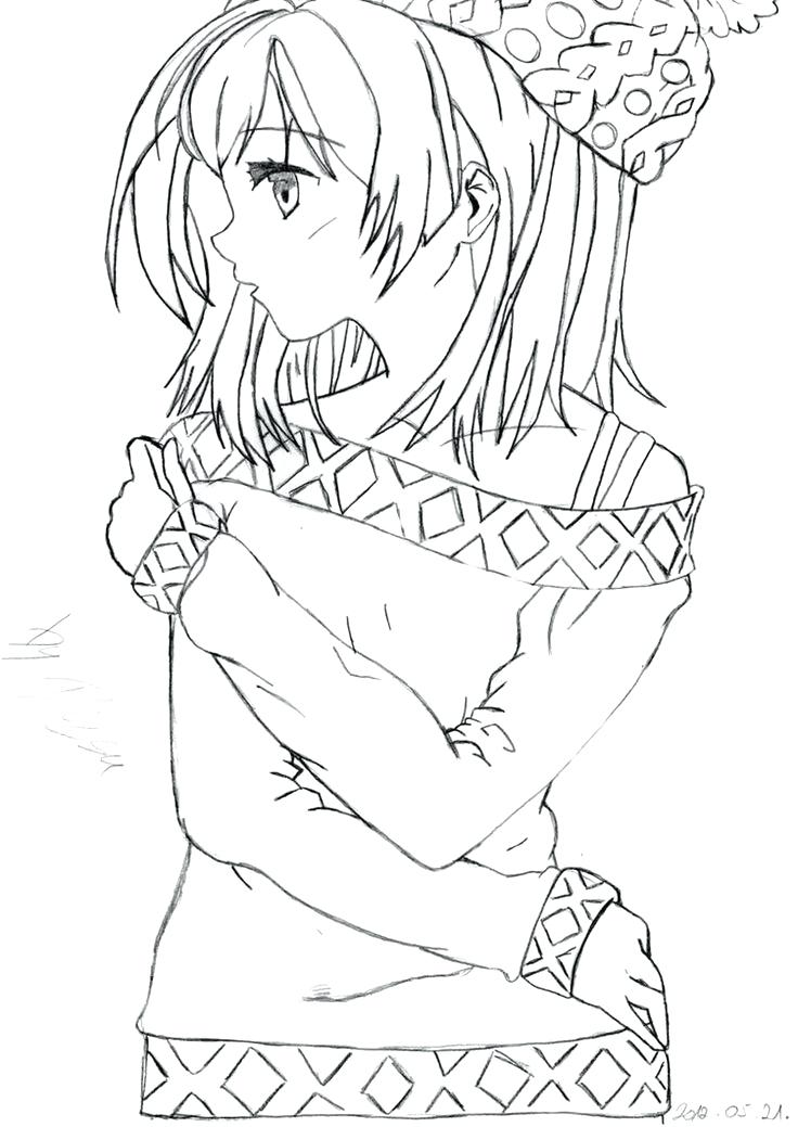 736x1039 Anime Coloring Page