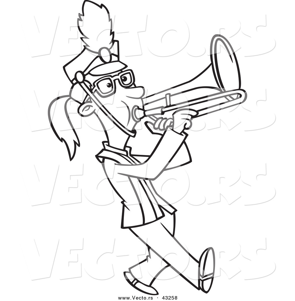 1024x1044 Vector Of A Marching Cartoon Girl Playing A Trombone