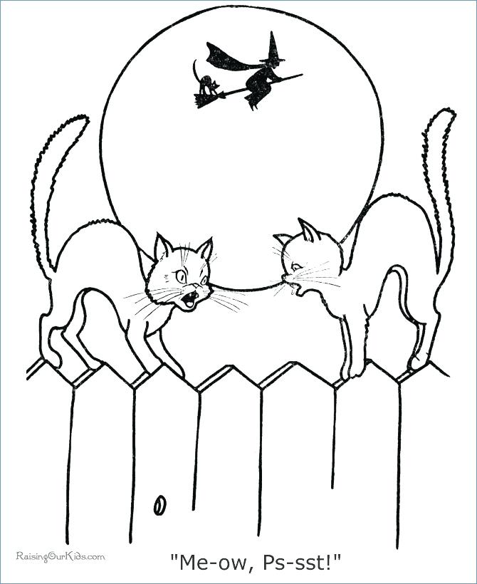 670x820 Cat Drawing At Free For Personal Use Cat Halloween Coloring Pages