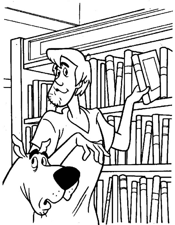 600x770 Scooby Doo And Shaffy Picking Book In Library Coloring Pages