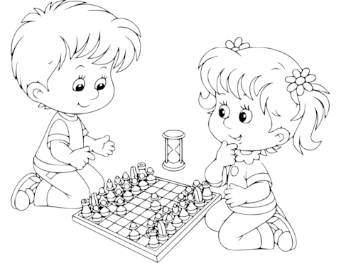 480x371 Boy And Girl Coloring Pages Printable Boy And Girl Playing Chess