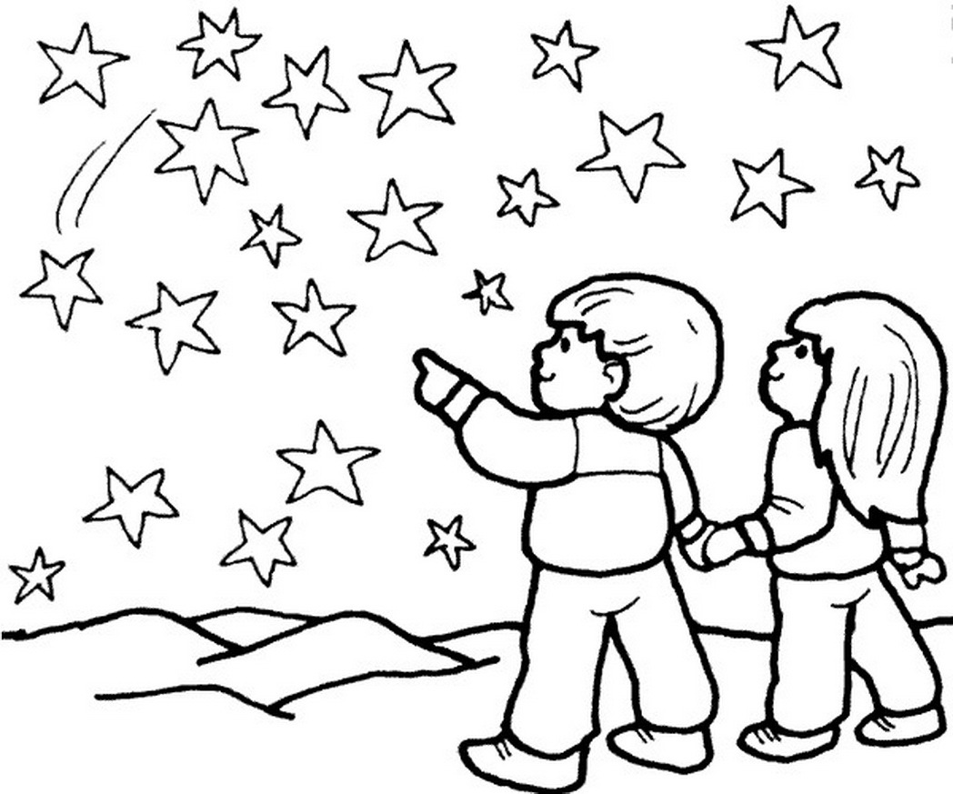 1048x873 Boy And Girl Look The Star Coloring Pages Coloring Pages