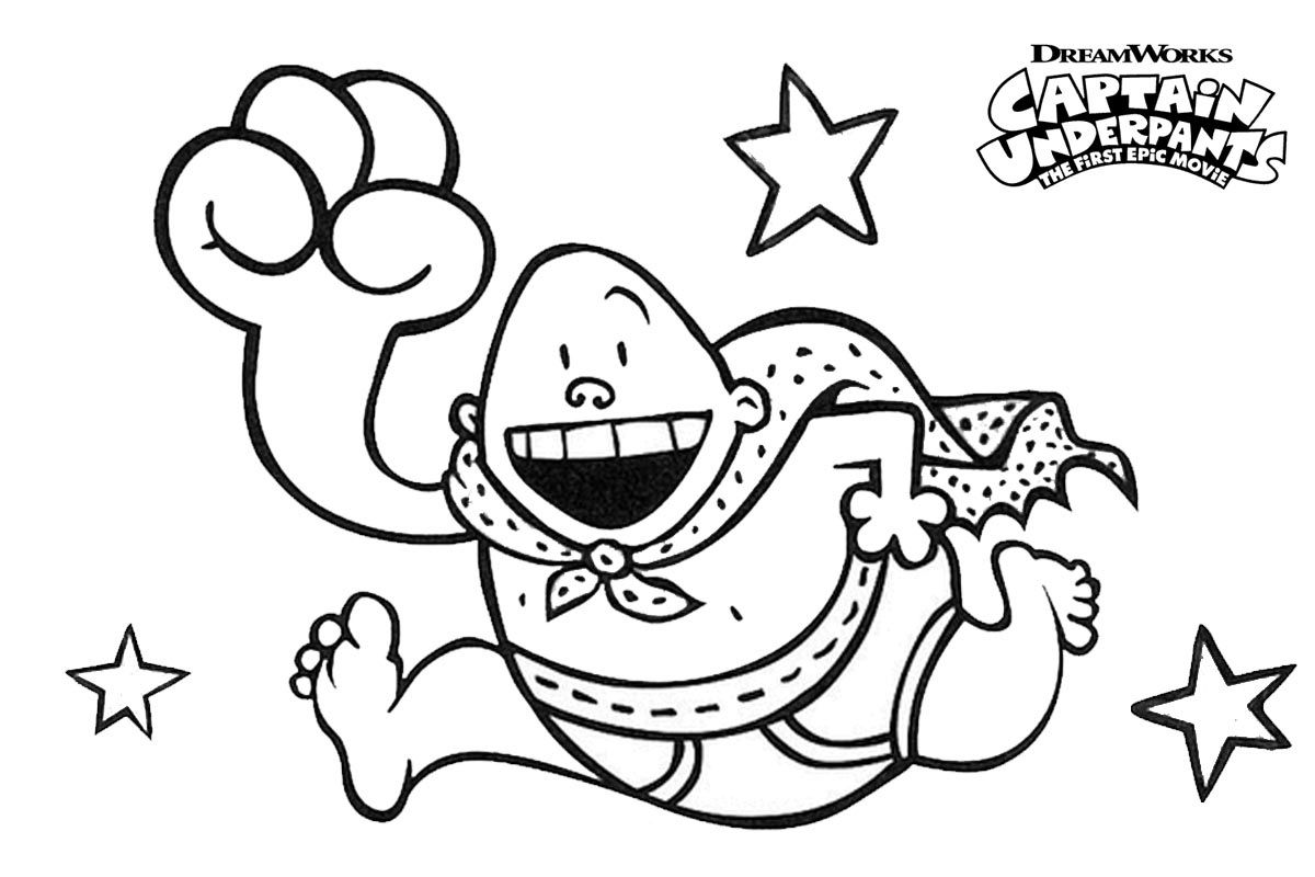 1200x800 Captain Underpants With Stars Coloring Page