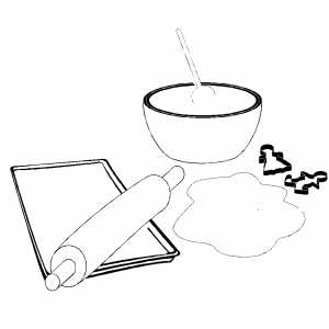 300x300 Baking Christmas Cookies Coloring Page