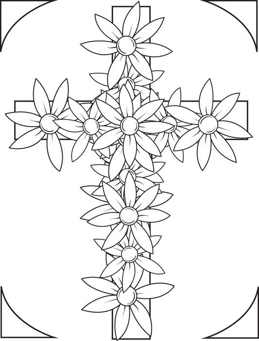 533x700 Coloring Pages Of Crosses With Roses Best