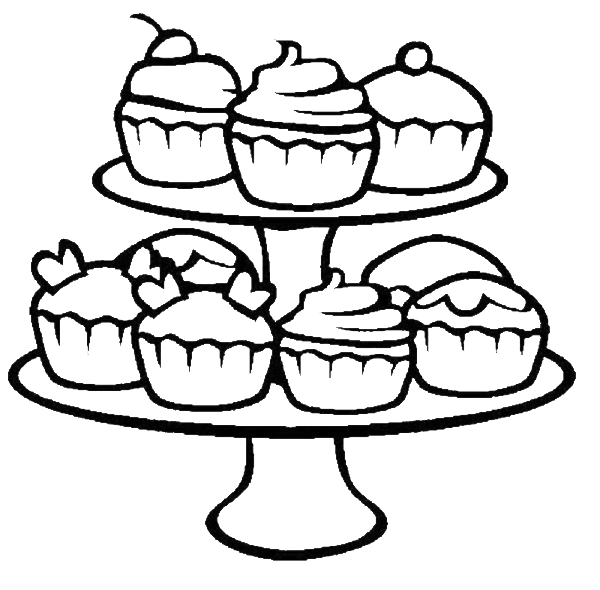 600x590 A Wide Range Of Cupcake Coloring Pages