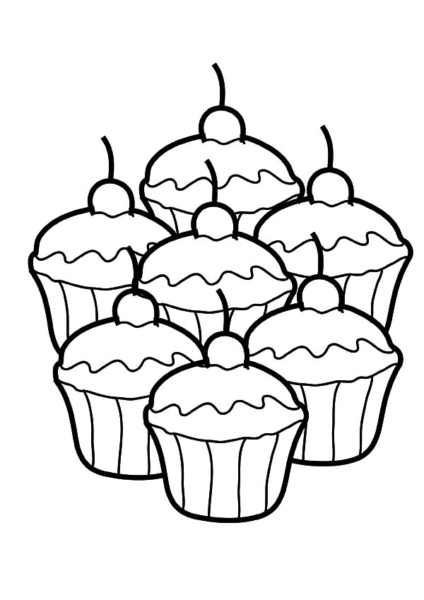 600x849 Seven Cupcakes Coloring Pages