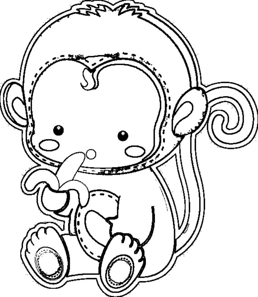 828x953 Cute Monkey Coloring Pages For Kids Printable In Of Baby Monkeys