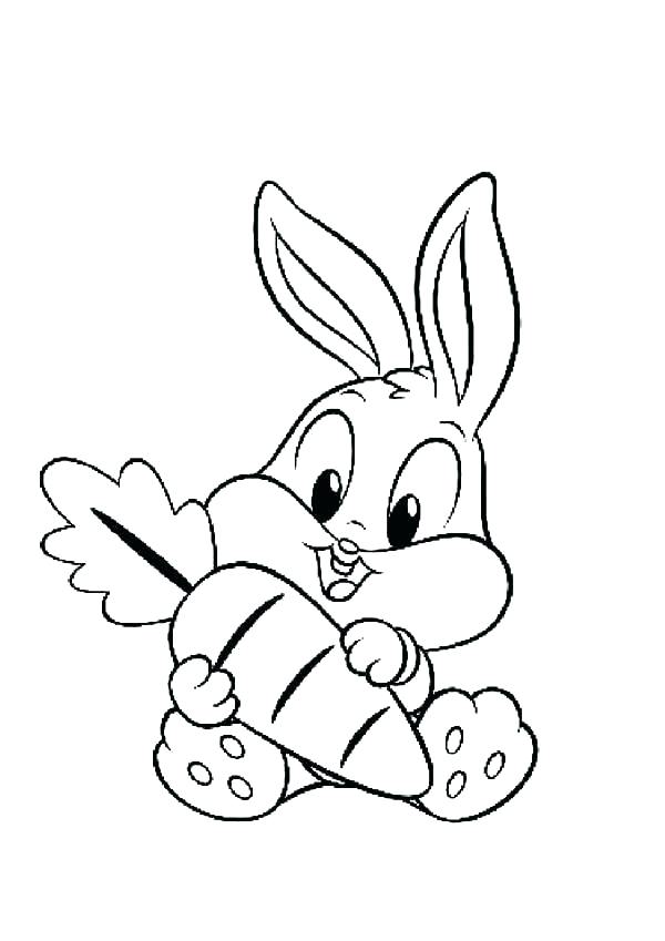 600x849 Cute Bunny Coloring Pages A Cute Bunny Holding A Flower Coloring