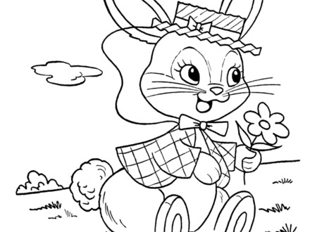 440x330 Cute Easter Bunny Coloring Pages, Easter Bunny Drawings