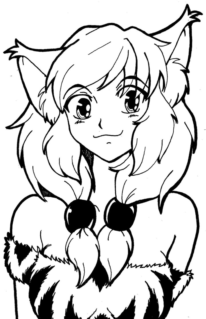 719x1112 Cute Cat Coloring Pages Zimeon Me Within With Anime