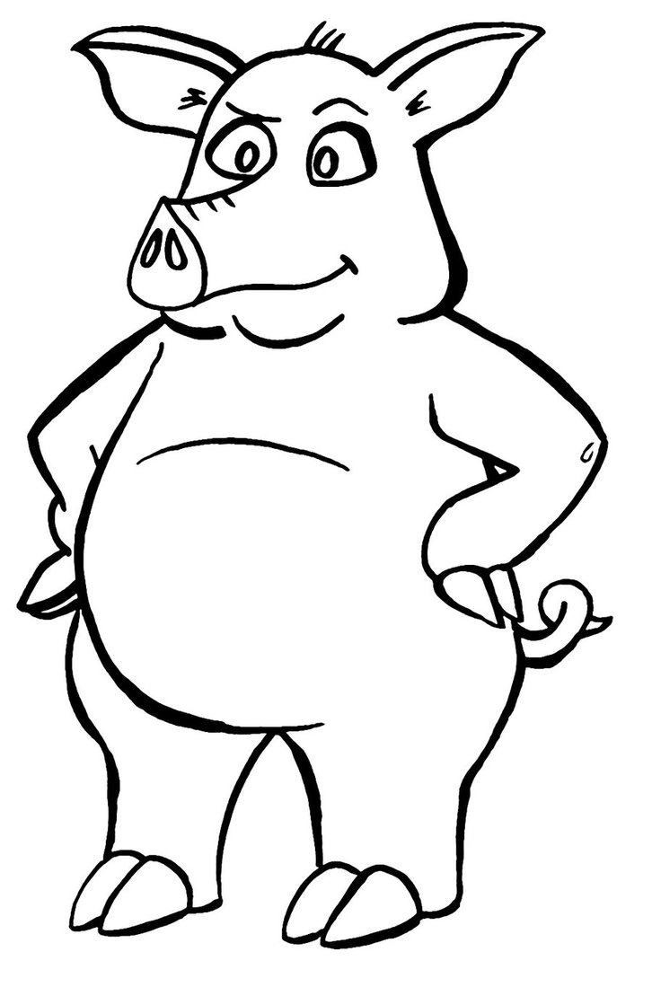 726x1099 Pig Coloring Page