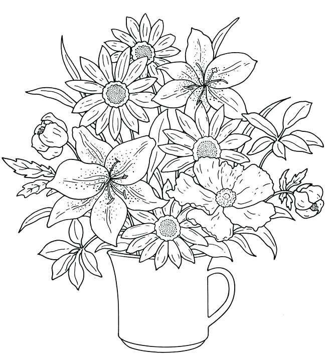 650x722 Flower Bouquet Coloring Pages Free Printable Coloring Pages