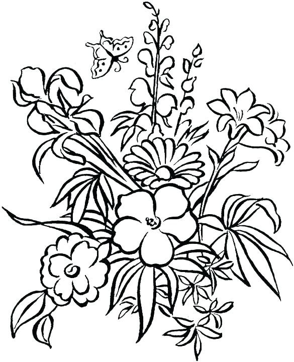 585x720 Flowers Coloring Pages
