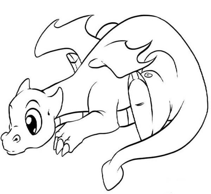 730x669 Lonely Little Dragon Kids Printable Coloring Page Free Fantasy