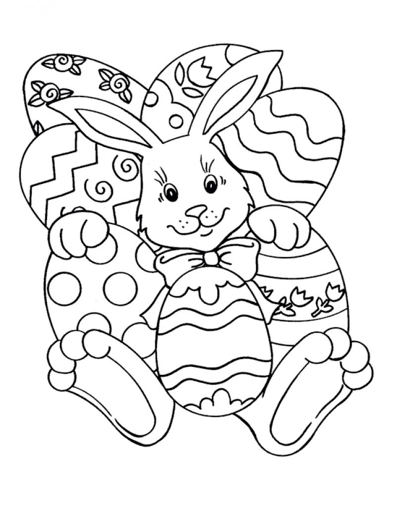 802x1048 Easy Easter Coloring Pages Bunny And Eggs Easter Coloring Pages