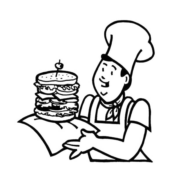 600x636 Fast Food The Big Burger Junk Food Coloring Page