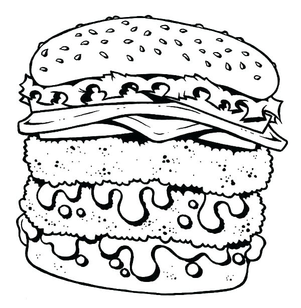 600x615 Beautiful Fast Food Coloring Pages Or Page Double Cheeseburger