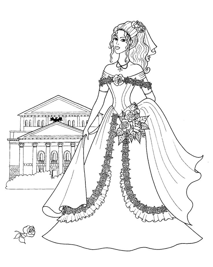 736x919 Free Adult Coloring Pages Girl In Dress With Flowers Free