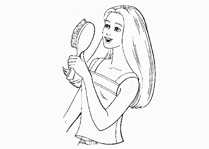 700x500 Barbie Brushing Hair Coloring Page Free Coloring Pages