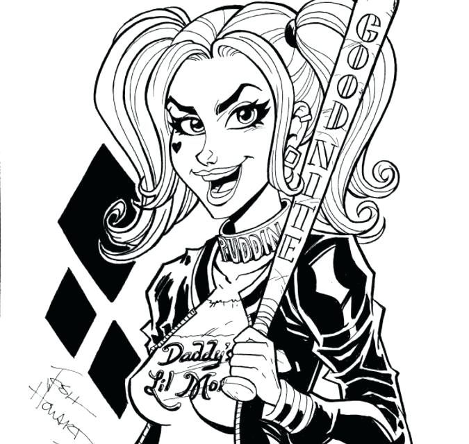 675x640 Harley Quinn Coloring Pages Harley Quinn Coloring Pages To Print
