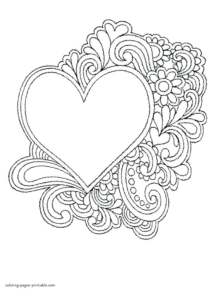 736x983 Coloring Pages Of Hearts Astounding Hearts Printable Coloring