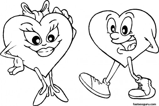 507x338 Printable Valentines Day Hearts In Love Coloring Page