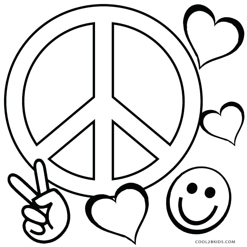 850x850 Coloring Pages Peace Sign Free Printable Peace Sign Coloring Pages