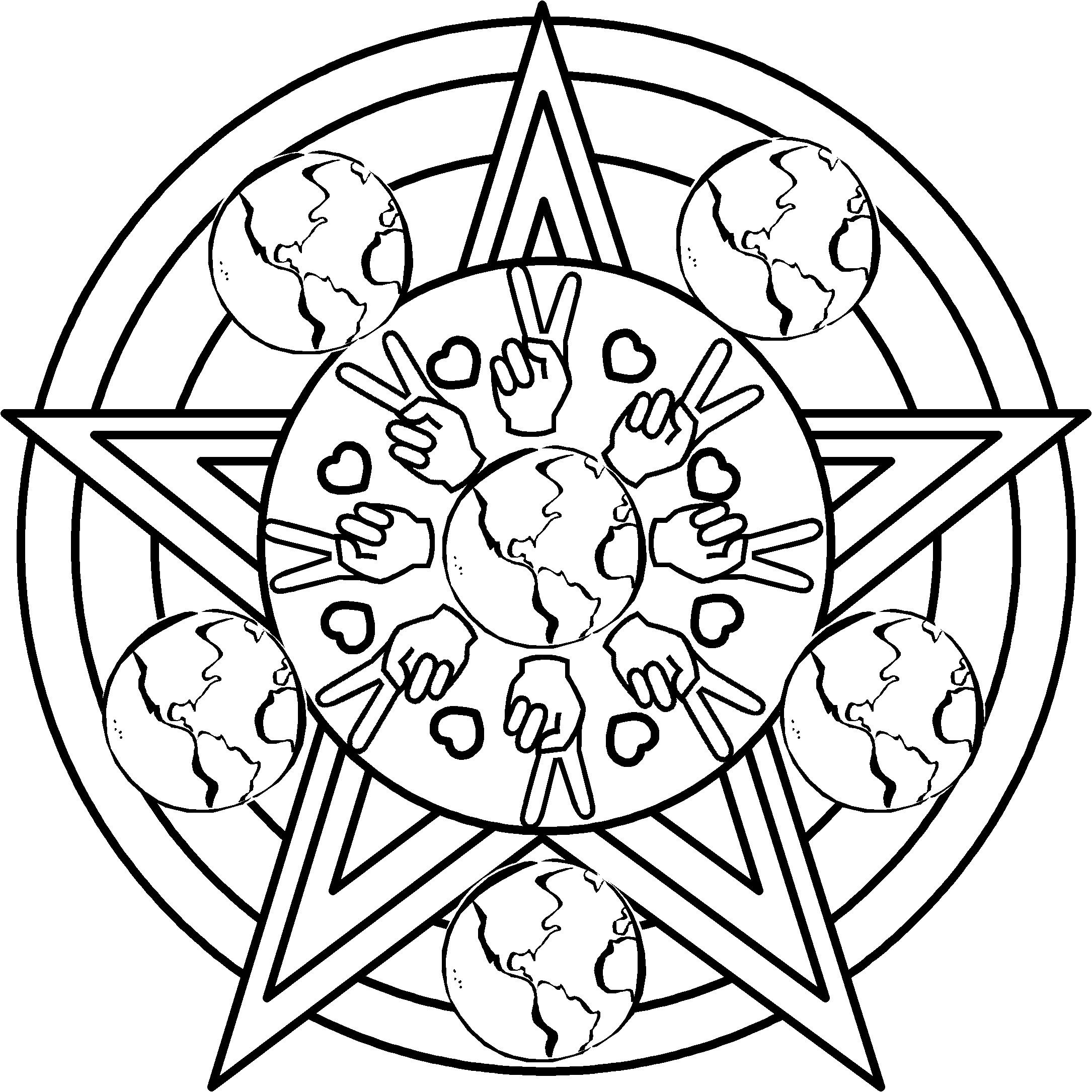 2170x2170 Mandala Peace Sign Coloring Pages Inside Pictures Of Hearts
