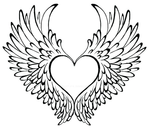 600x519 Coloring Pages Heart Comment With Wings Page Free Download