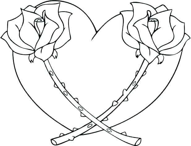 618x474 Coloring Pages Hearts And Roses Coloring Pages Of Hearts