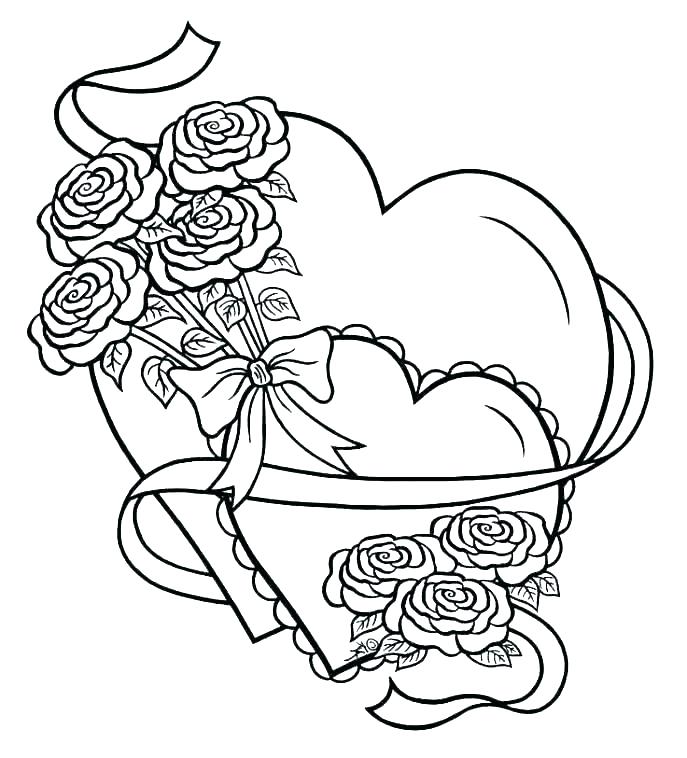 687x758 Coloring Pictures Of Flowers And Hearts Free Coloring Pages