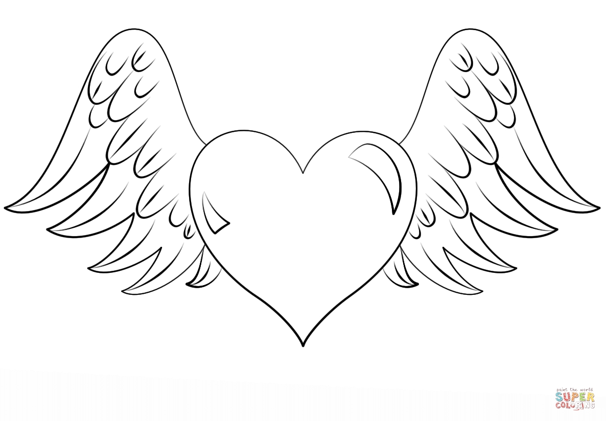 1186x824 Heart With Wings Coloring Pages Download Coloring For Kids