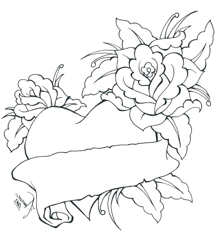 765x839 Heart And Rose Coloring Pages Heart And Roses Coloring Pages Roses