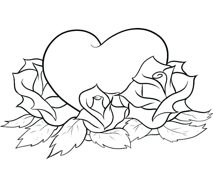 736x620 Coloring Pages Hearts And Roses Coloring Pages Roses And Hearts