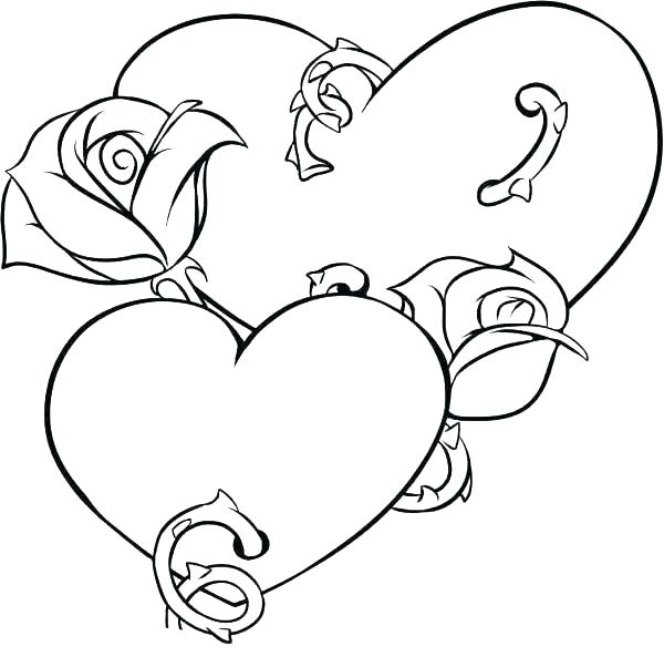 600x602 Coloring Pages Roses And Hearts Of Coloring Pages Hearts