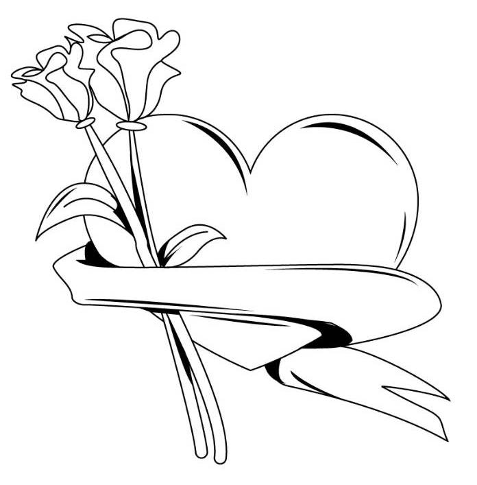 696x707 Hearts With Wings And Roses Coloring Pages Many Interesting Cliparts