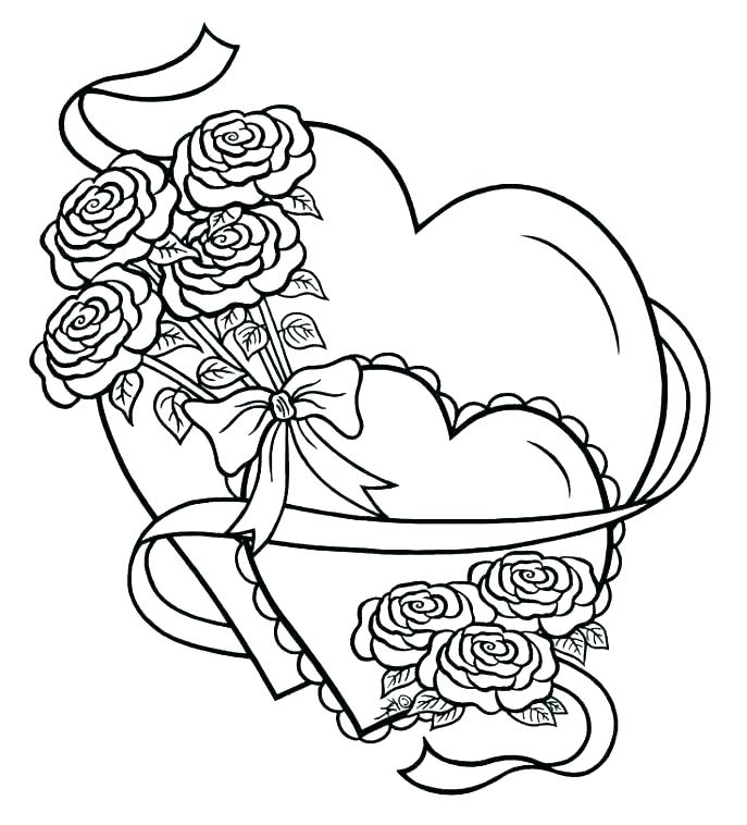 687x758 Coloring Pages Hearts Roses Hearts Coloring Pages Heart