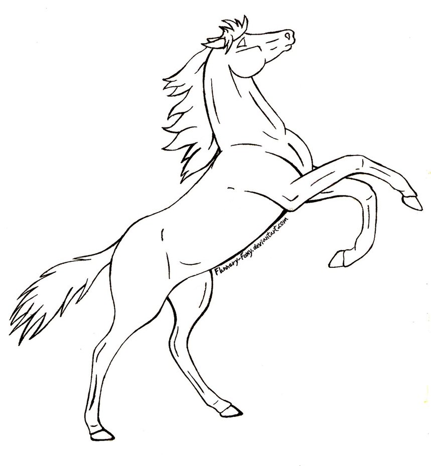 859x929 Rearing Horse Coloring Page Free Printable Pages