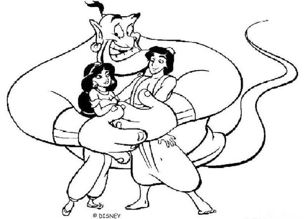 620x443 The Genie, Aladdin And Jasmine Coloring Pages