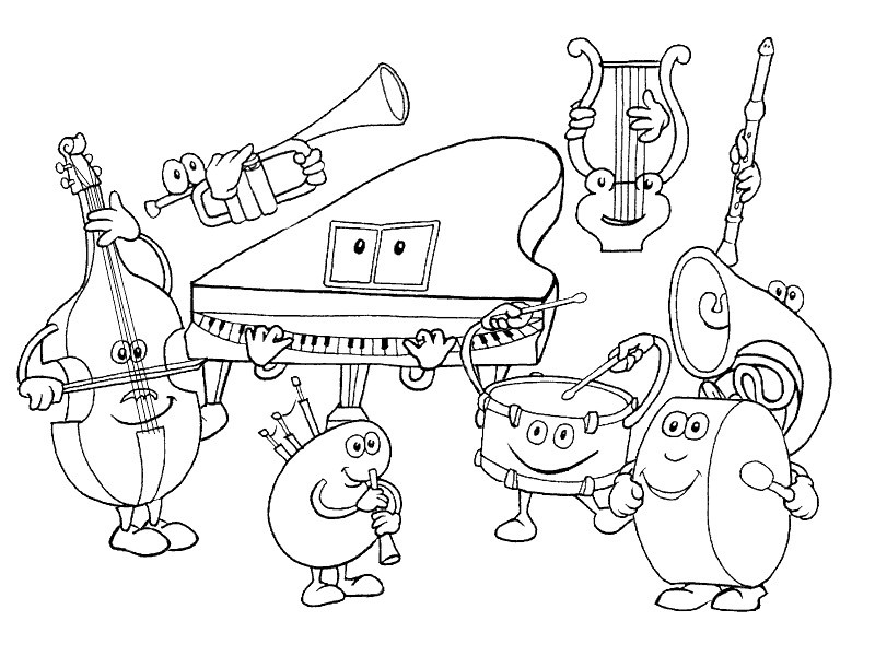 800x600 Kids Under Musical Instruments Coloring Pages