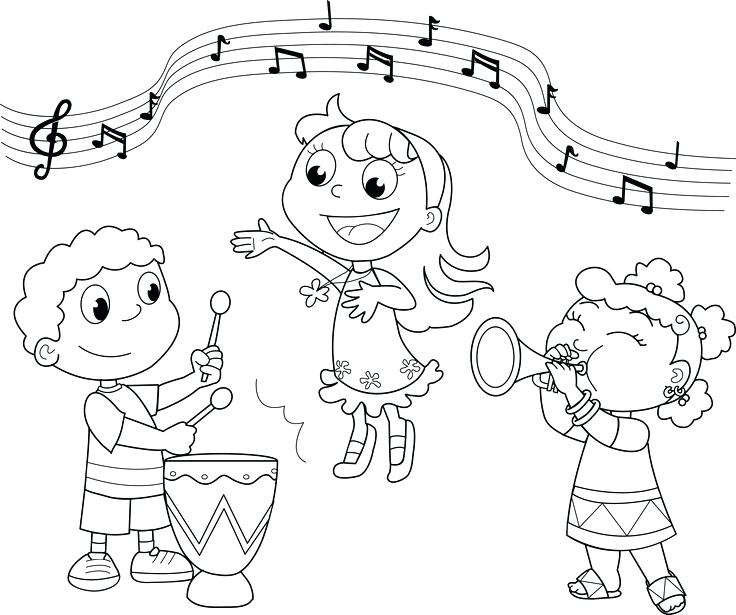 736x615 Music Coloring Page Music Coloring Pages Kids Playing Music Color