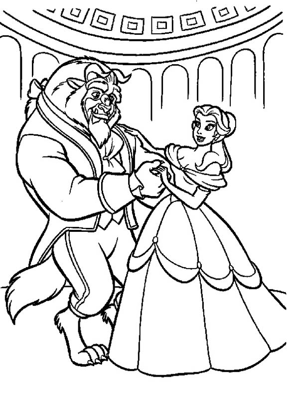 600x798 Belle Teach The Beast How To Dance Coloring Page