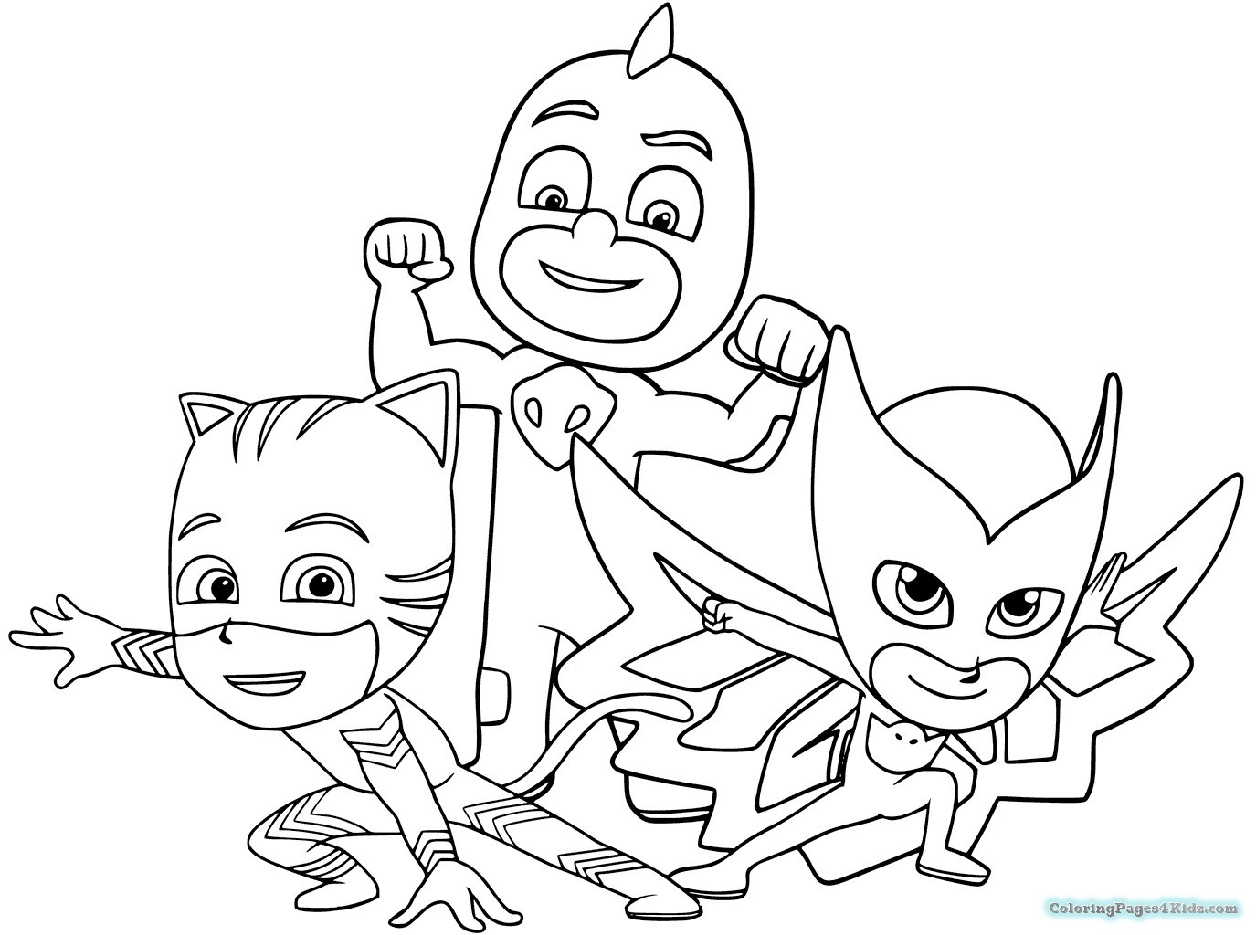 1375x1024 Pj Masks Coloring Pages Black And White Fresh