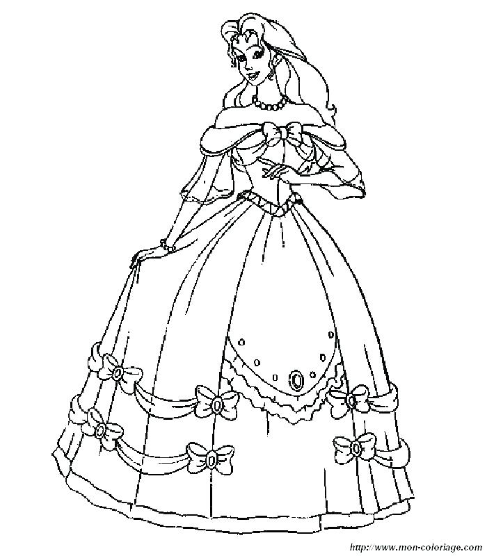 700x800 Dress Coloring Pages Printable Barbie Princess Dress Colouring